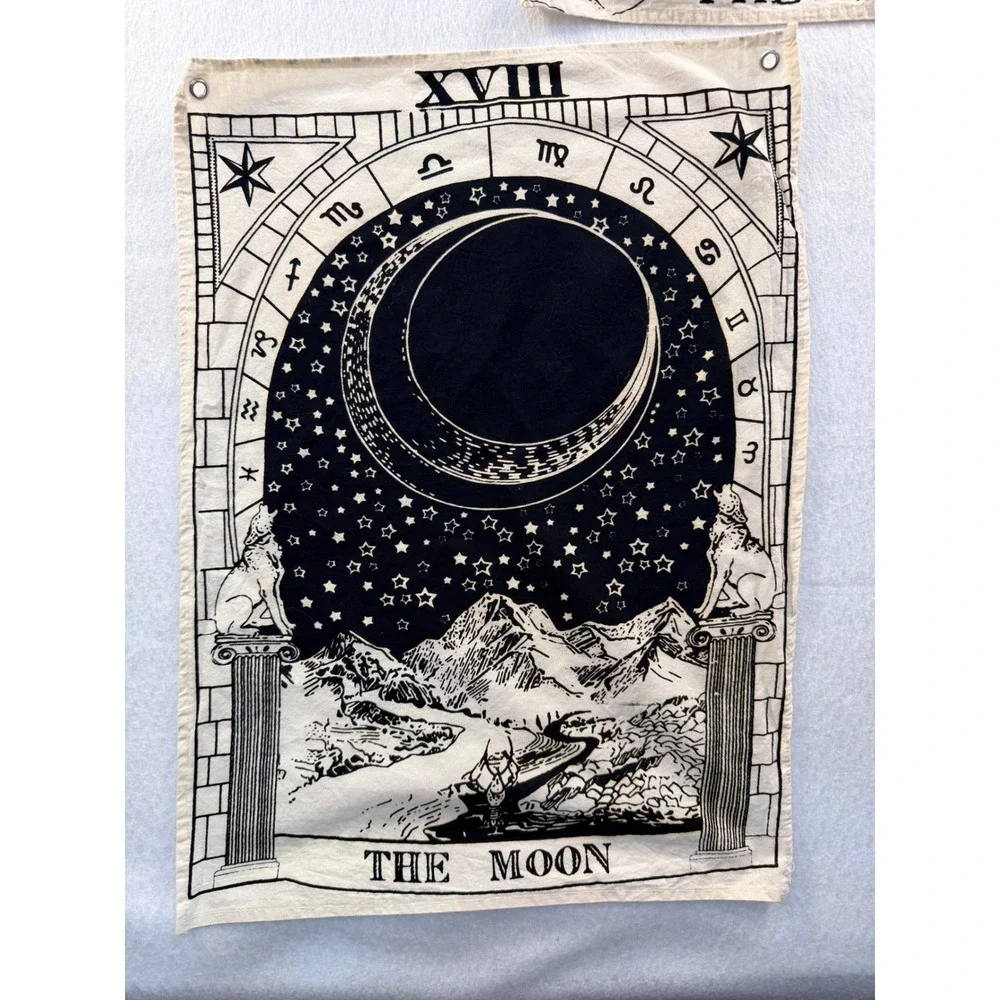 Set of 3 Tarot Card Tapestries The Sun The Moon The Star Wall Hanging Decor